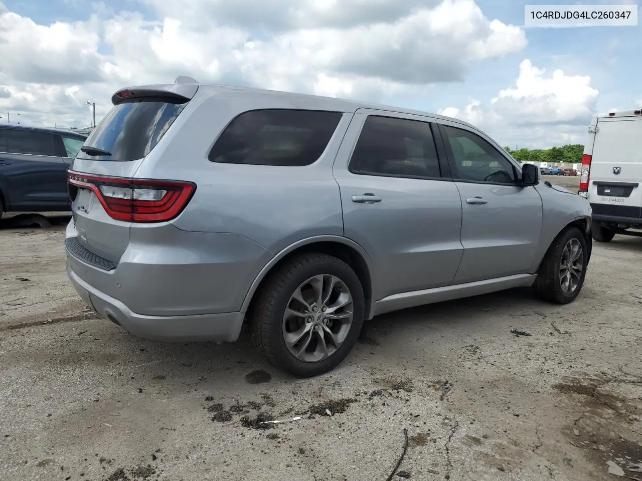 2020 Dodge Durango Gt VIN: 1C4RDJDG4LC260347 Lot: 62714365