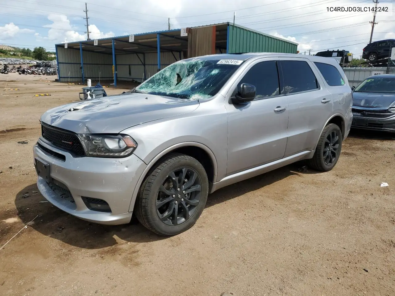 2020 Dodge Durango Gt VIN: 1C4RDJDG3LC142242 Lot: 62962415