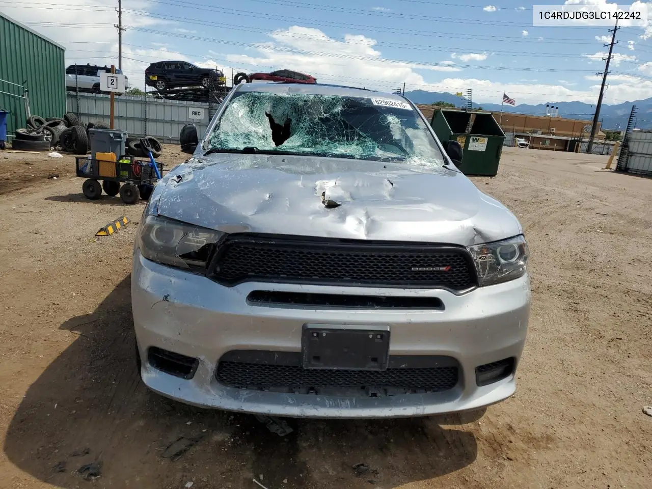 2020 Dodge Durango Gt VIN: 1C4RDJDG3LC142242 Lot: 62962415