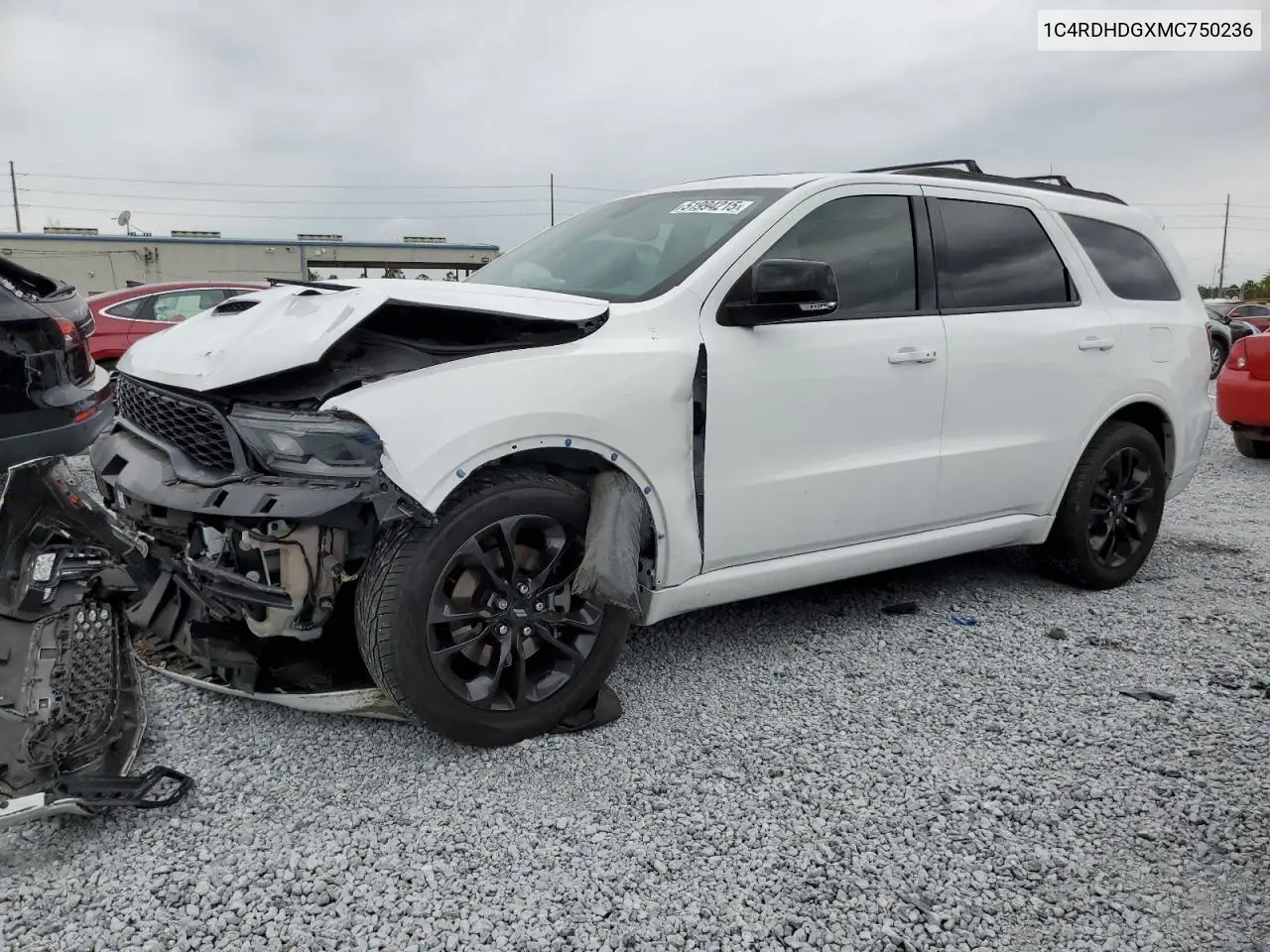 2021 Dodge Durango Gt VIN: 1C4RDHDGXMC750236 Lot: 52521305