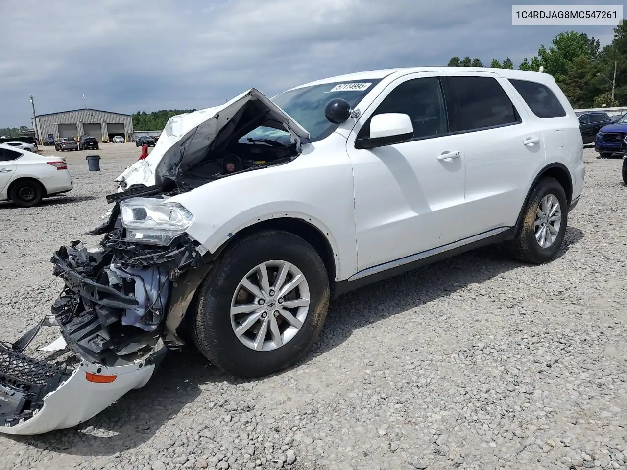 2021 Dodge Durango Sxt VIN: 1C4RDJAG8MC547261 Lot: 57114995