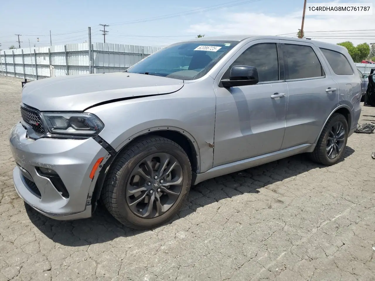 2021 Dodge Durango Sxt VIN: 1C4RDHAG8MC761787 Lot: 62086725