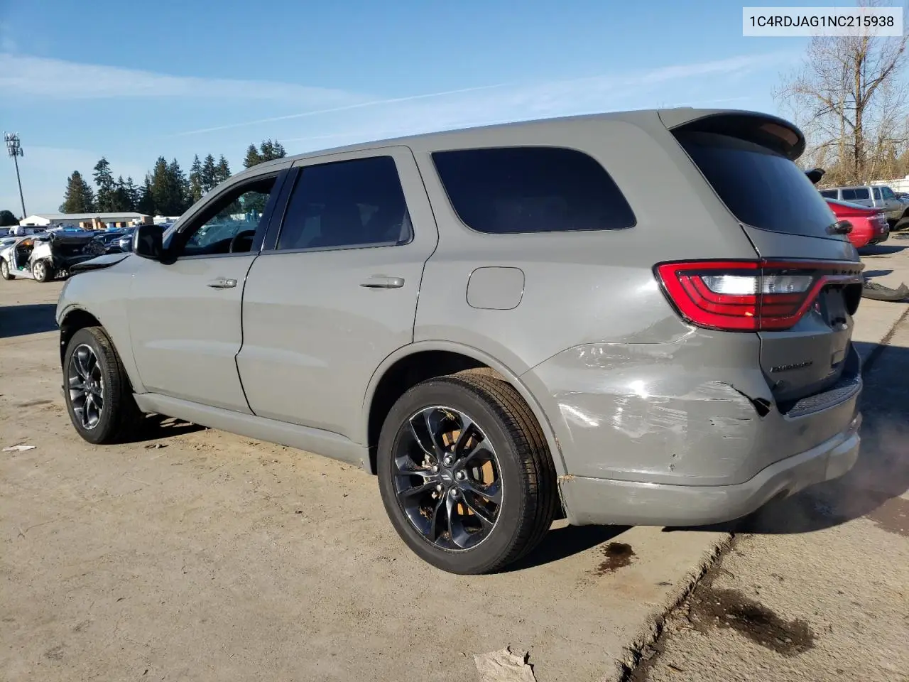 2022 Dodge Durango Sxt VIN: 1C4RDJAG1NC215938 Lot: 47049835