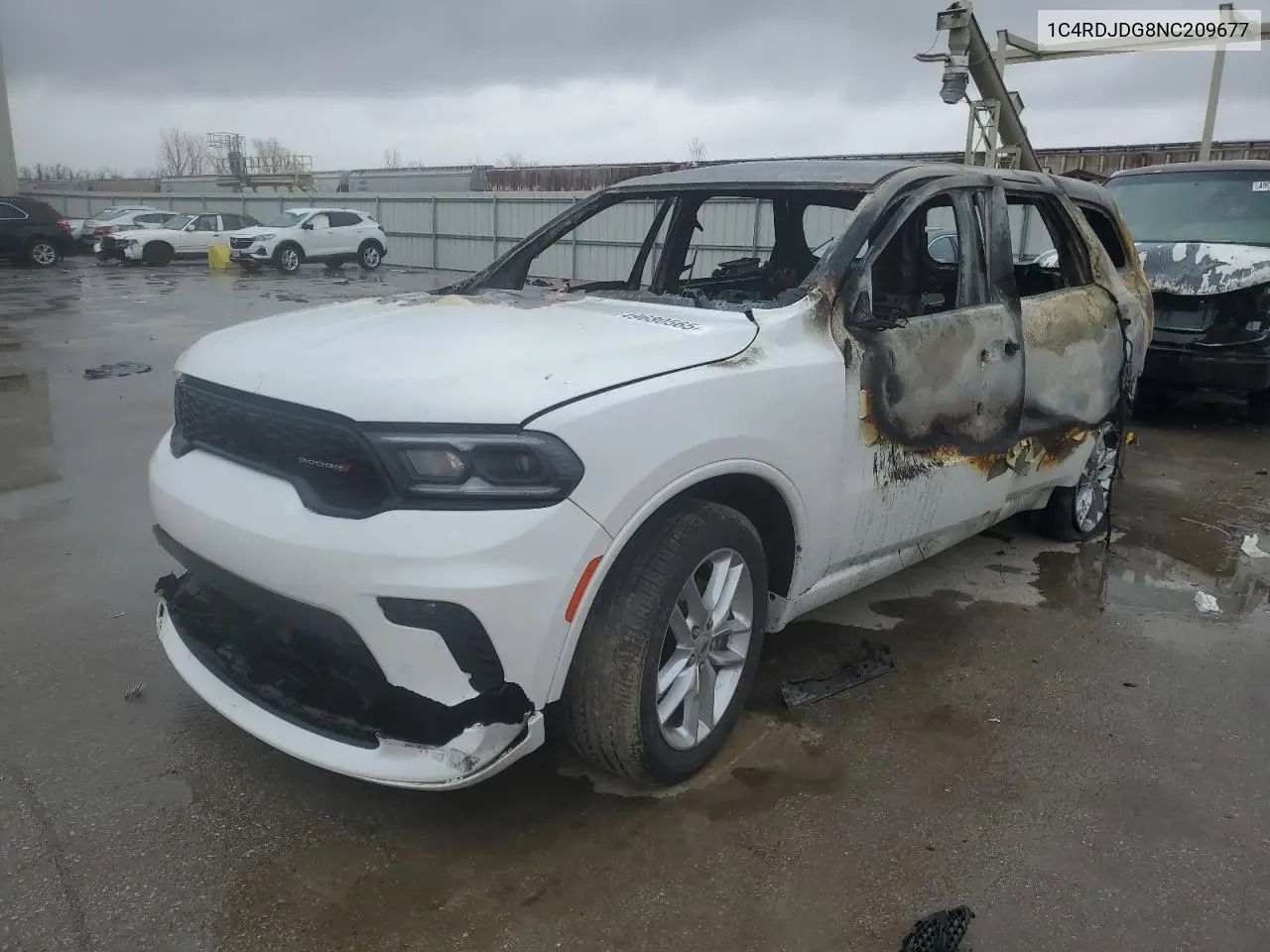 2022 Dodge Durango Gt VIN: 1C4RDJDG8NC209677 Lot: 49680565