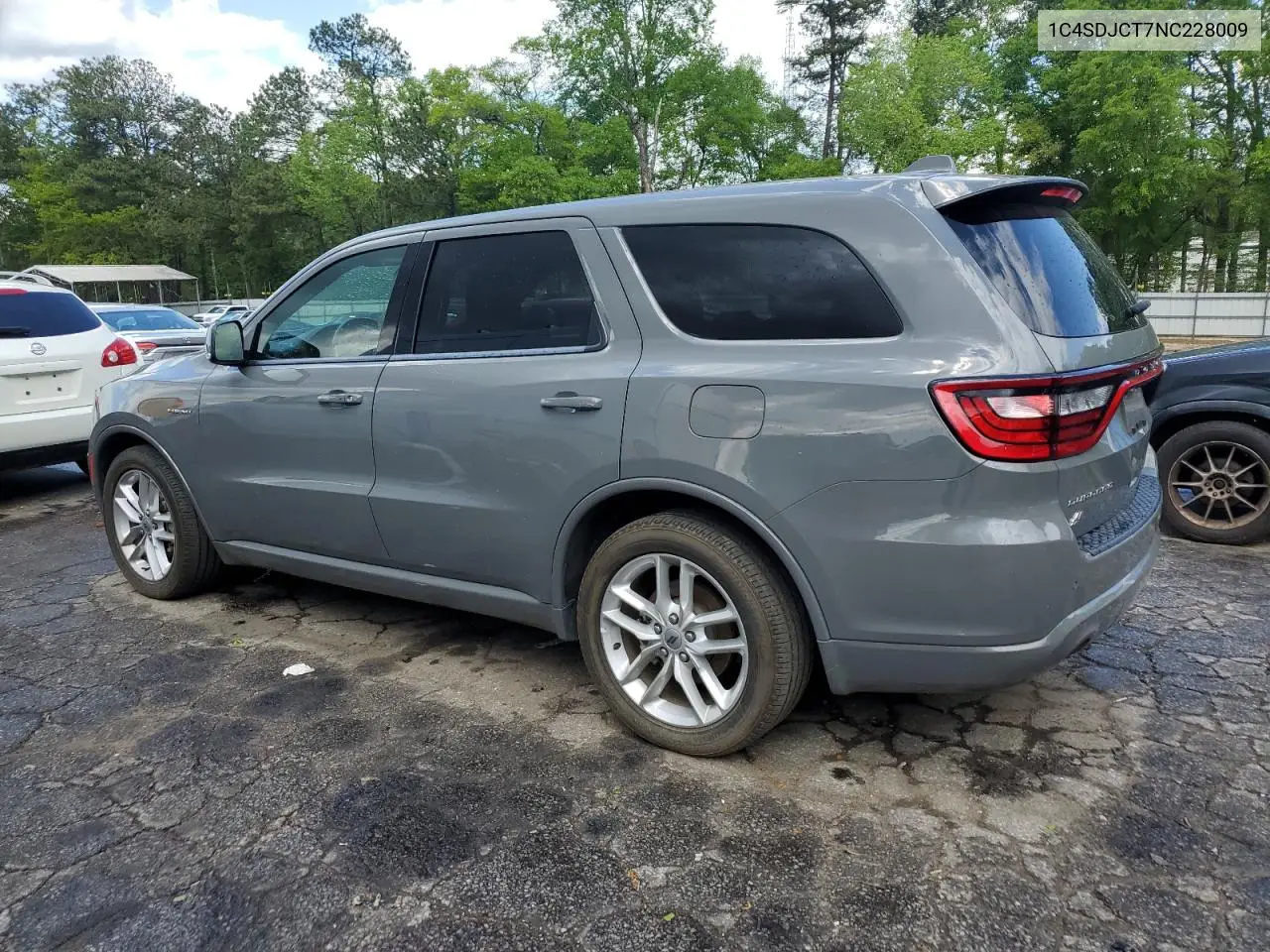 2022 Dodge Durango R/T VIN: 1C4SDJCT7NC228009 Lot: 52462315
