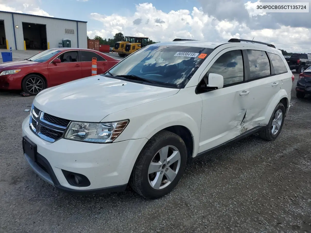 2012 Dodge Journey Sxt VIN: 3C4PDCBG5CT135724 Lot: 56938415