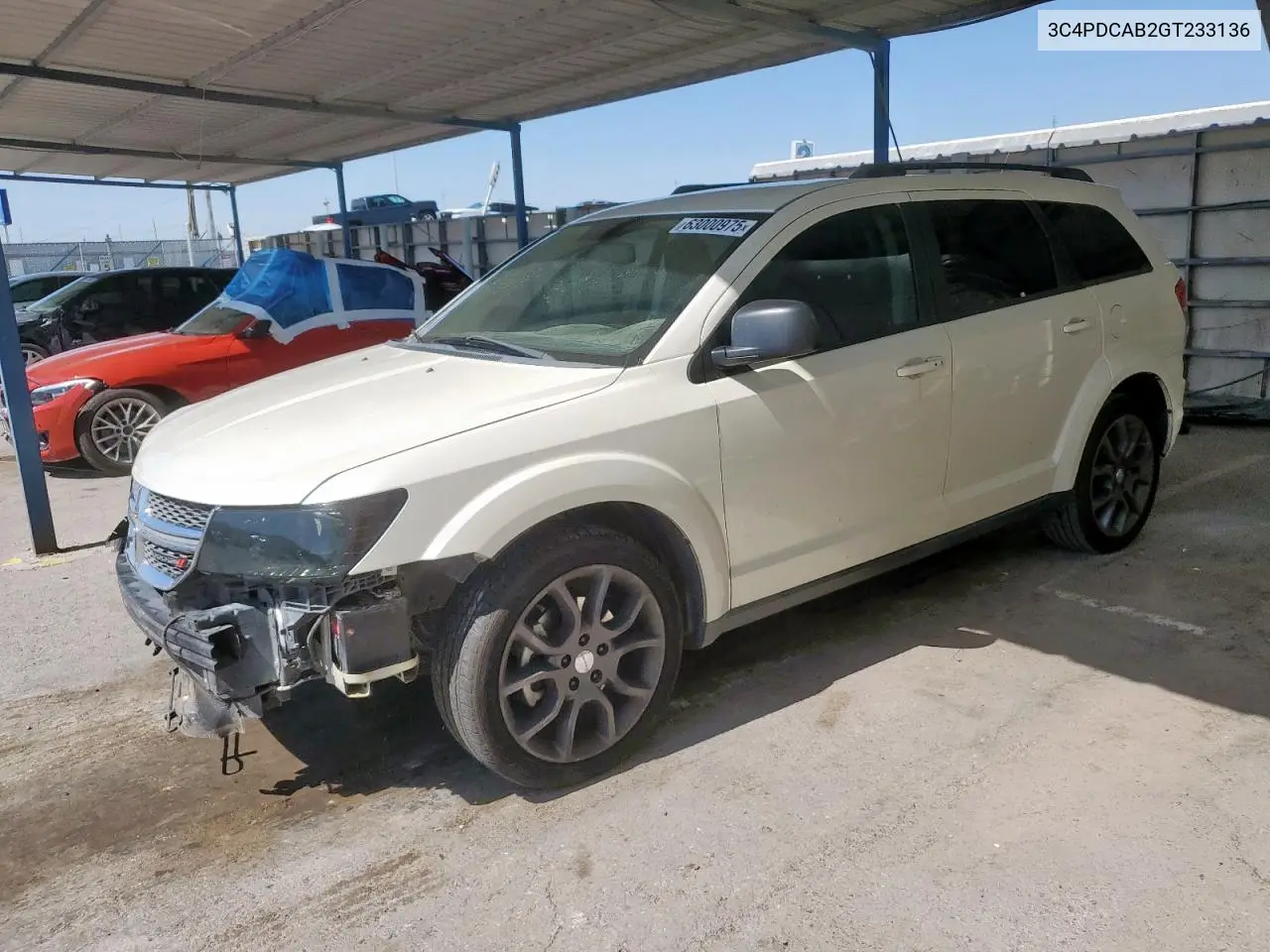 2016 Dodge Journey Se VIN: 3C4PDCAB2GT233136 Lot: 63000975