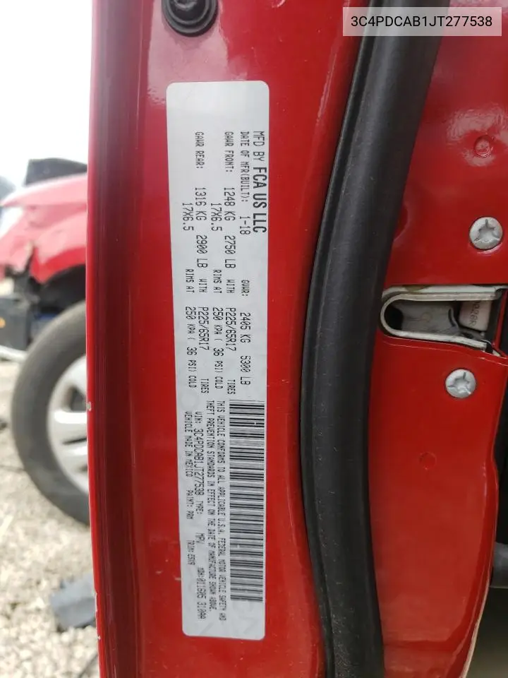 2018 Dodge Journey Se VIN: 3C4PDCAB1JT277538 Lot: 58745105