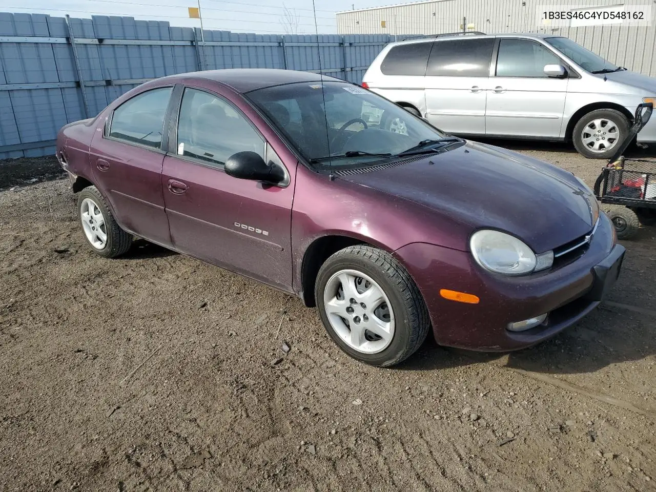 2000 Dodge Neon Base VIN: 1B3ES46C4YD548162 Lot: 49507315