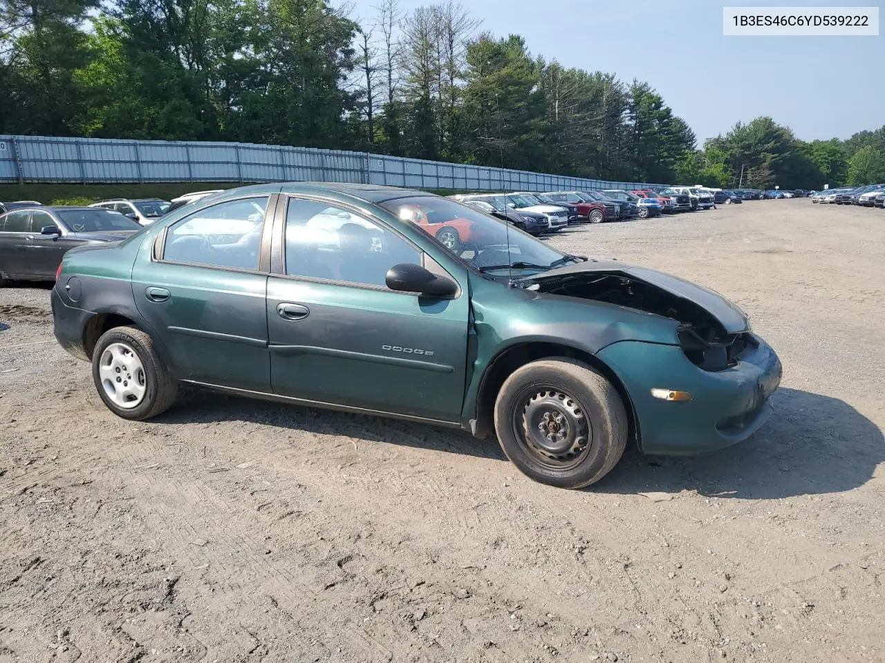 2000 Dodge Neon Base VIN: 1B3ES46C6YD539222 Lot: 58326105