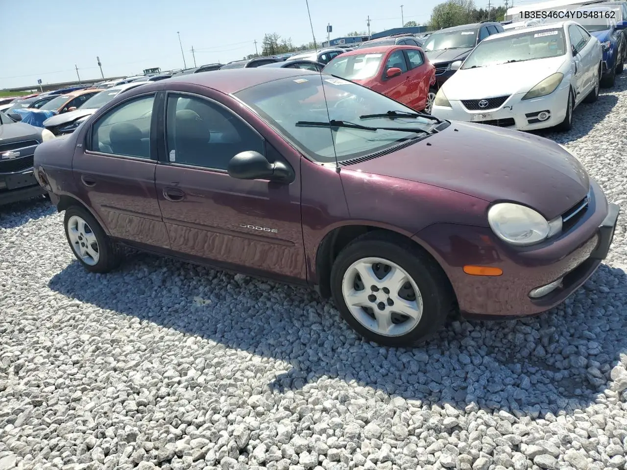 2000 Dodge Neon Base VIN: 1B3ES46C4YD548162 Lot: 63271695