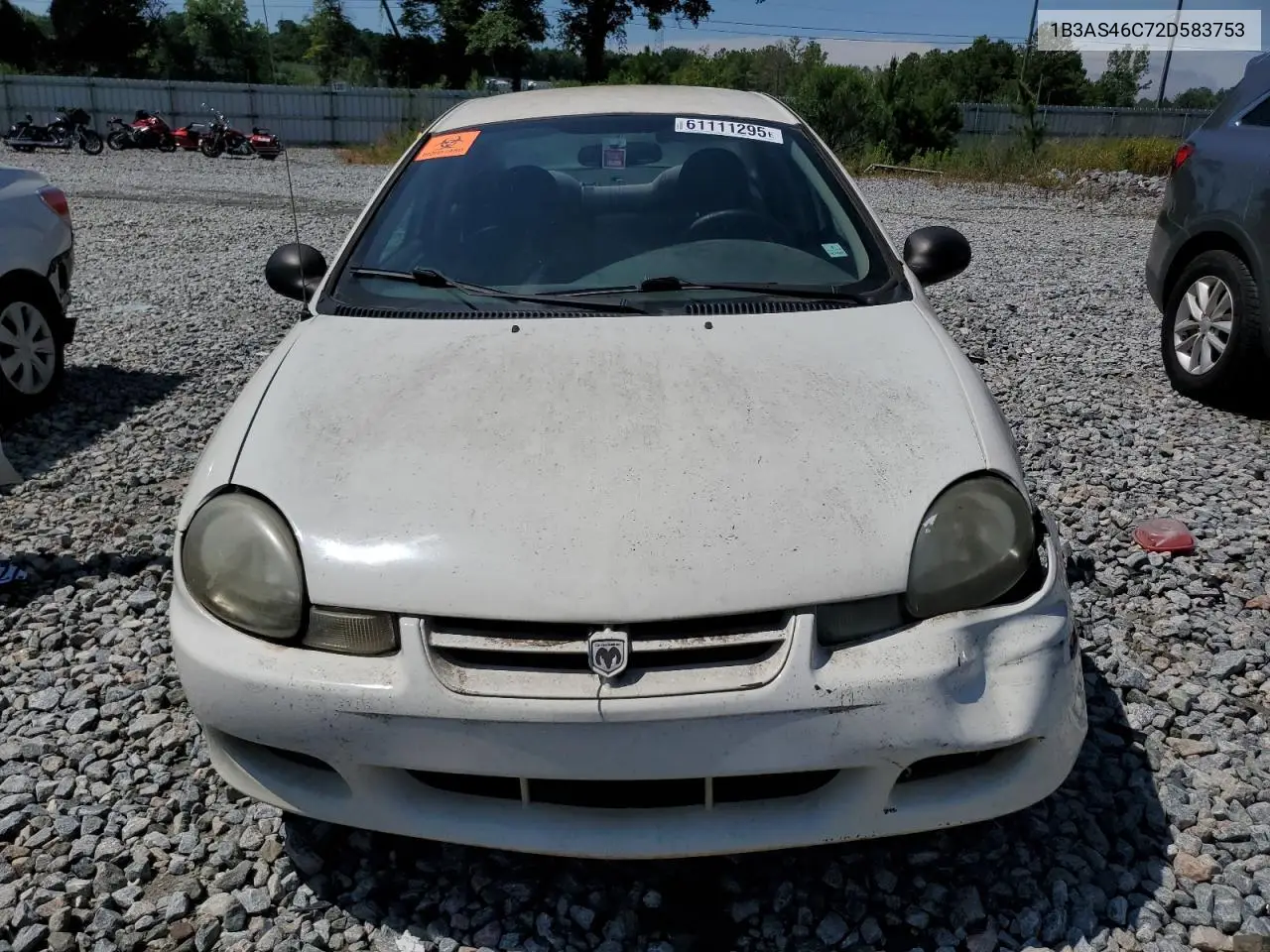2002 Dodge Neon Se VIN: 1B3AS46C72D583753 Lot: 61111295
