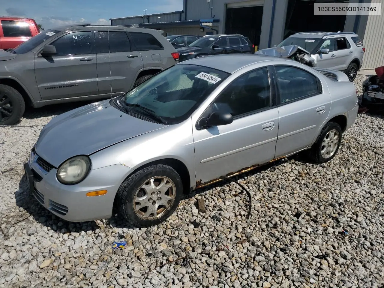 2003 Dodge Neon Sxt VIN: 1B3ES56C93D141369 Lot: 61470545
