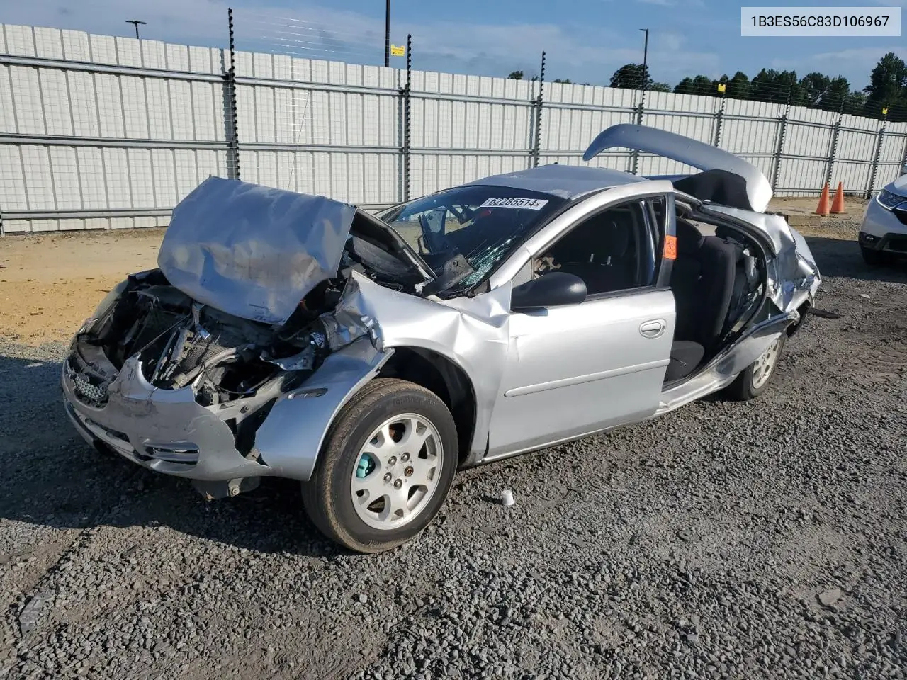 2003 Dodge Neon Sxt VIN: 1B3ES56C83D106967 Lot: 62285514