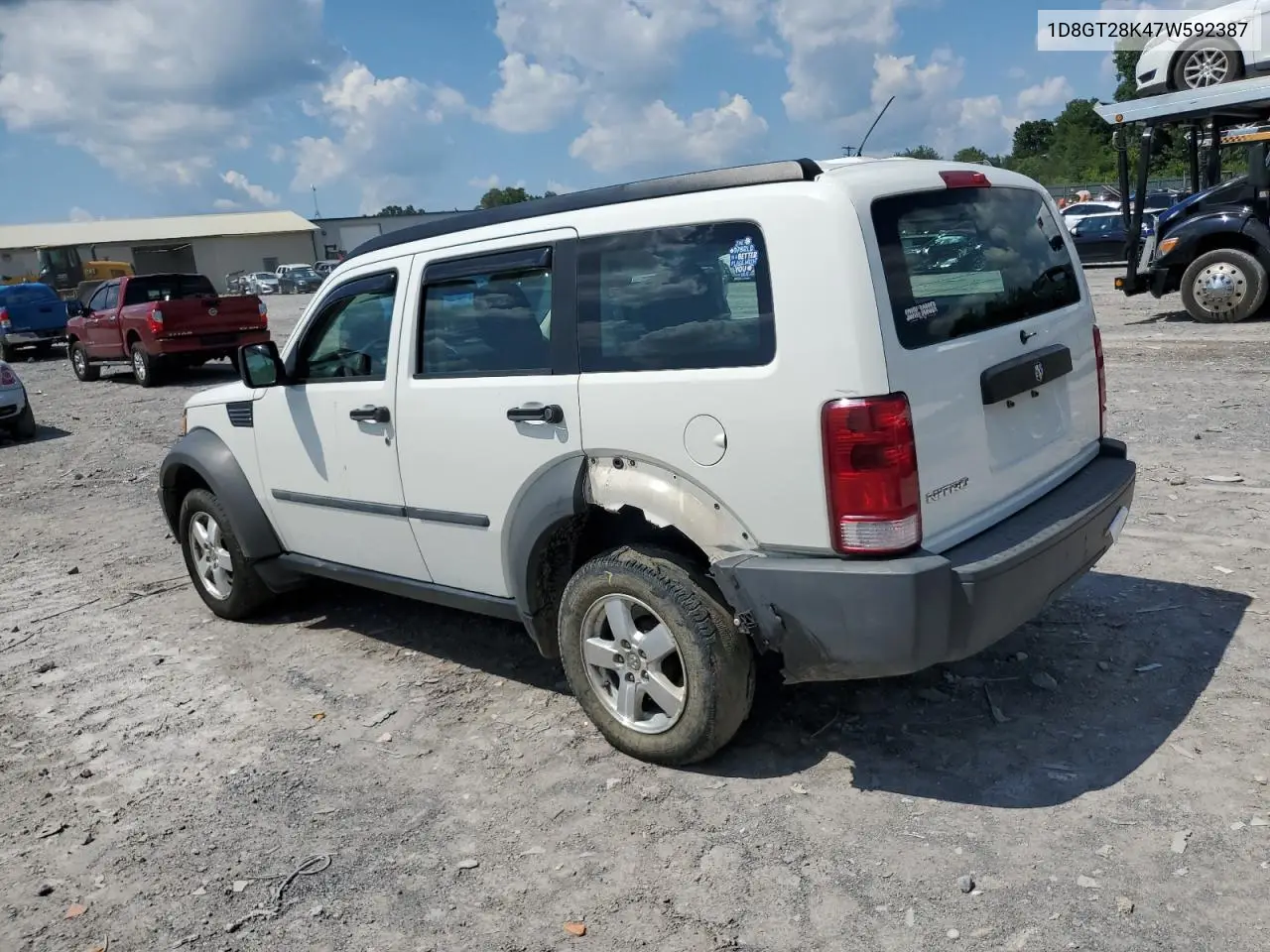 2007 Dodge Nitro Sxt VIN: 1D8GT28K47W592387 Lot: 63061435