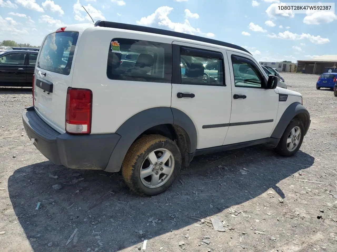 2007 Dodge Nitro Sxt VIN: 1D8GT28K47W592387 Lot: 63061435