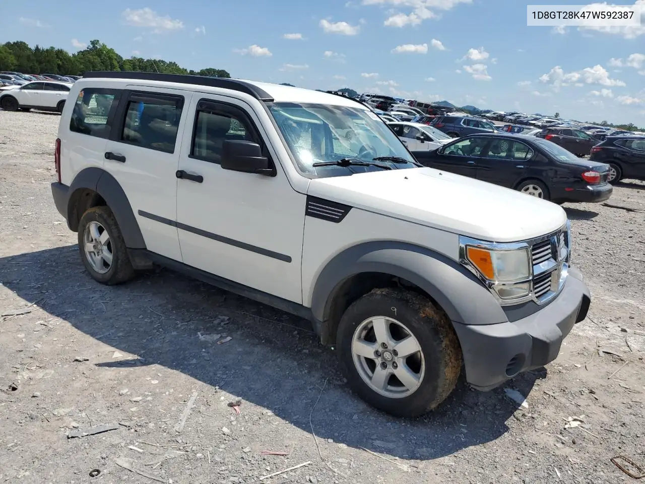 2007 Dodge Nitro Sxt VIN: 1D8GT28K47W592387 Lot: 63061435