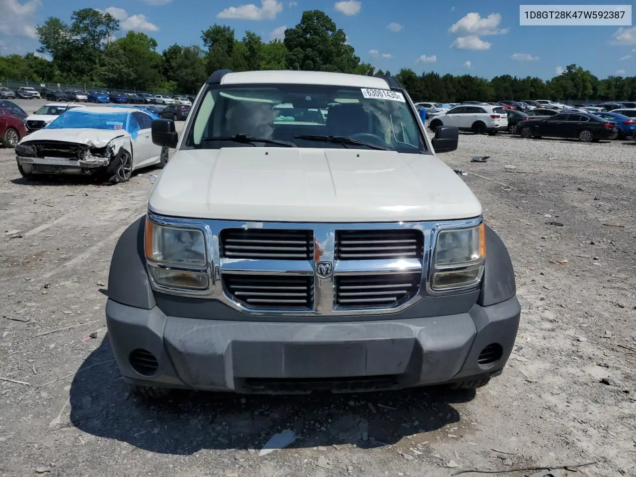 2007 Dodge Nitro Sxt VIN: 1D8GT28K47W592387 Lot: 63061435