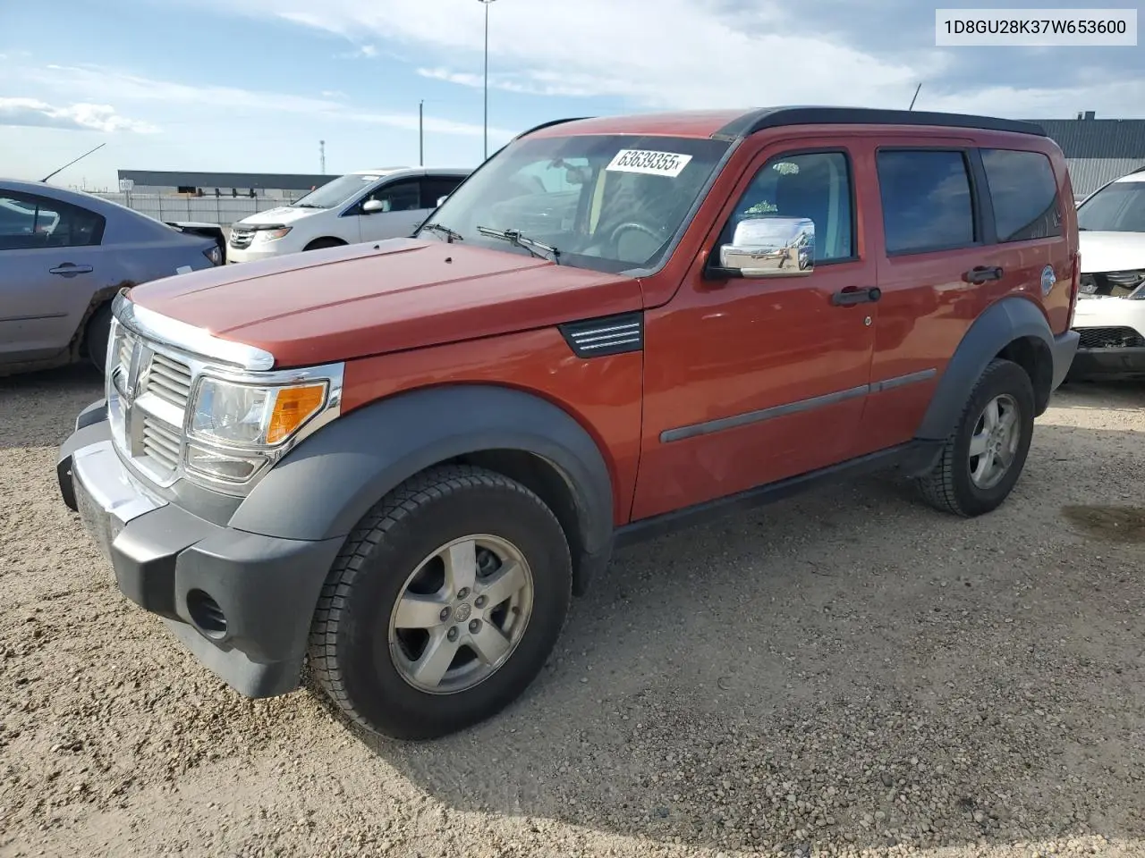 2007 Dodge Nitro Sxt VIN: 1D8GU28K37W653600 Lot: 63639355