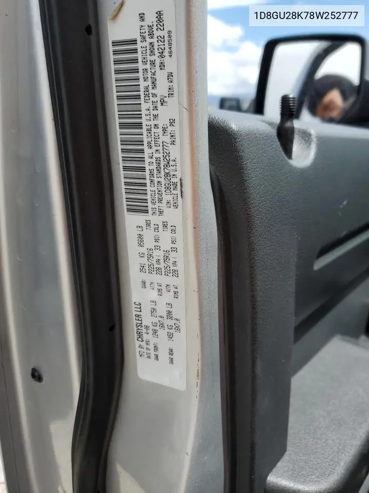 2008 Dodge Nitro Sxt VIN: 1D8GU28K78W252777 Lot: 56992615