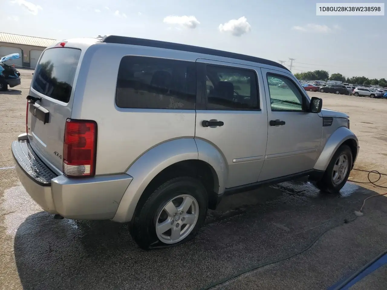 2008 Dodge Nitro Sxt VIN: 1D8GU28K38W238598 Lot: 61281675