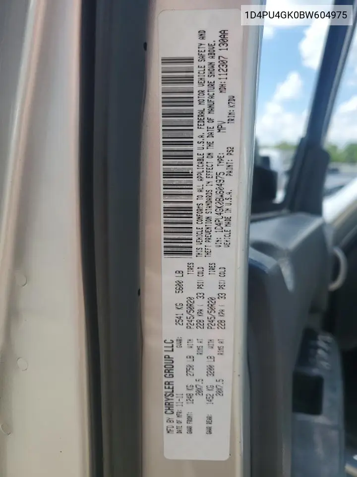 2011 Dodge Nitro Heat VIN: 1D4PU4GK0BW604975 Lot: 56979275
