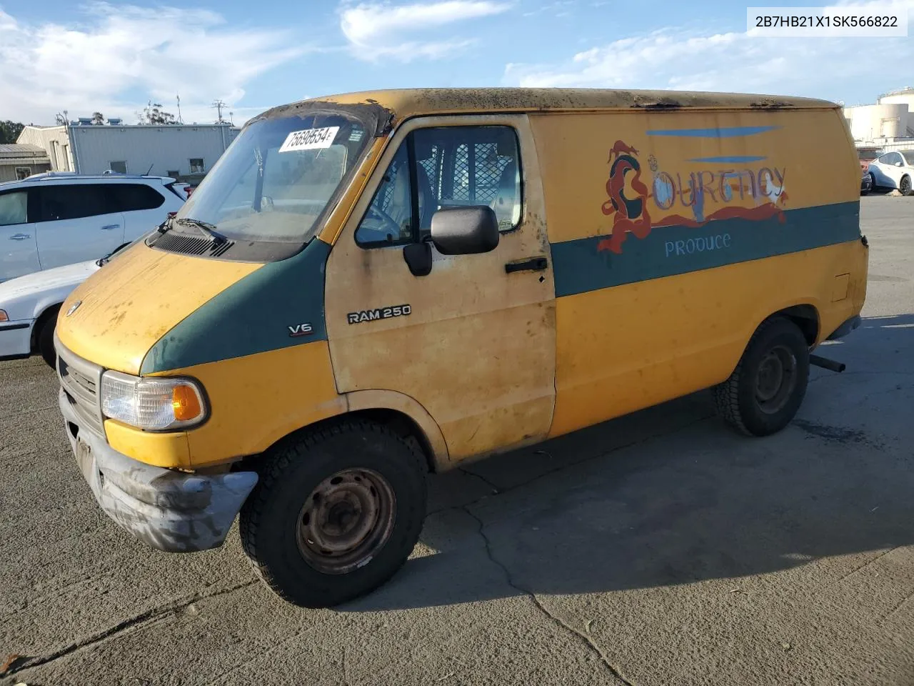 1995 Dodge Ram Van B2500 VIN: 2B7HB21X1SK566822 Lot: 75696554