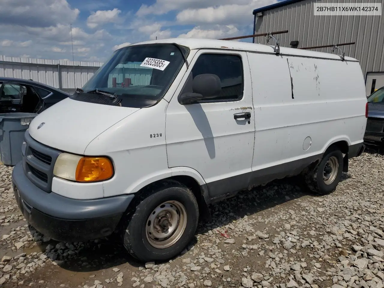 1998 Dodge Ram Van B1500 VIN: 2B7HB11X6WK142374 Lot: 59325885