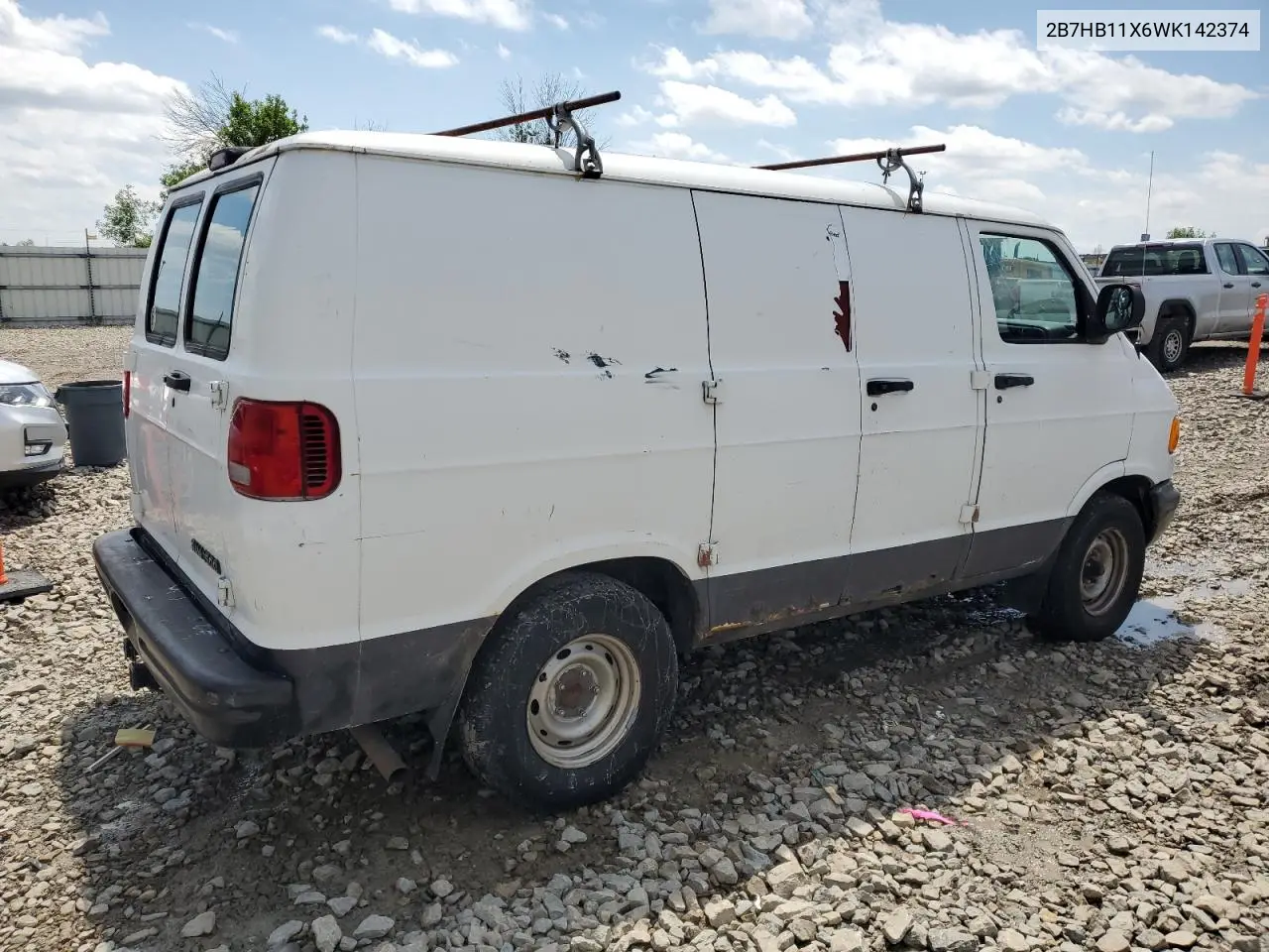 1998 Dodge Ram Van B1500 VIN: 2B7HB11X6WK142374 Lot: 59325885