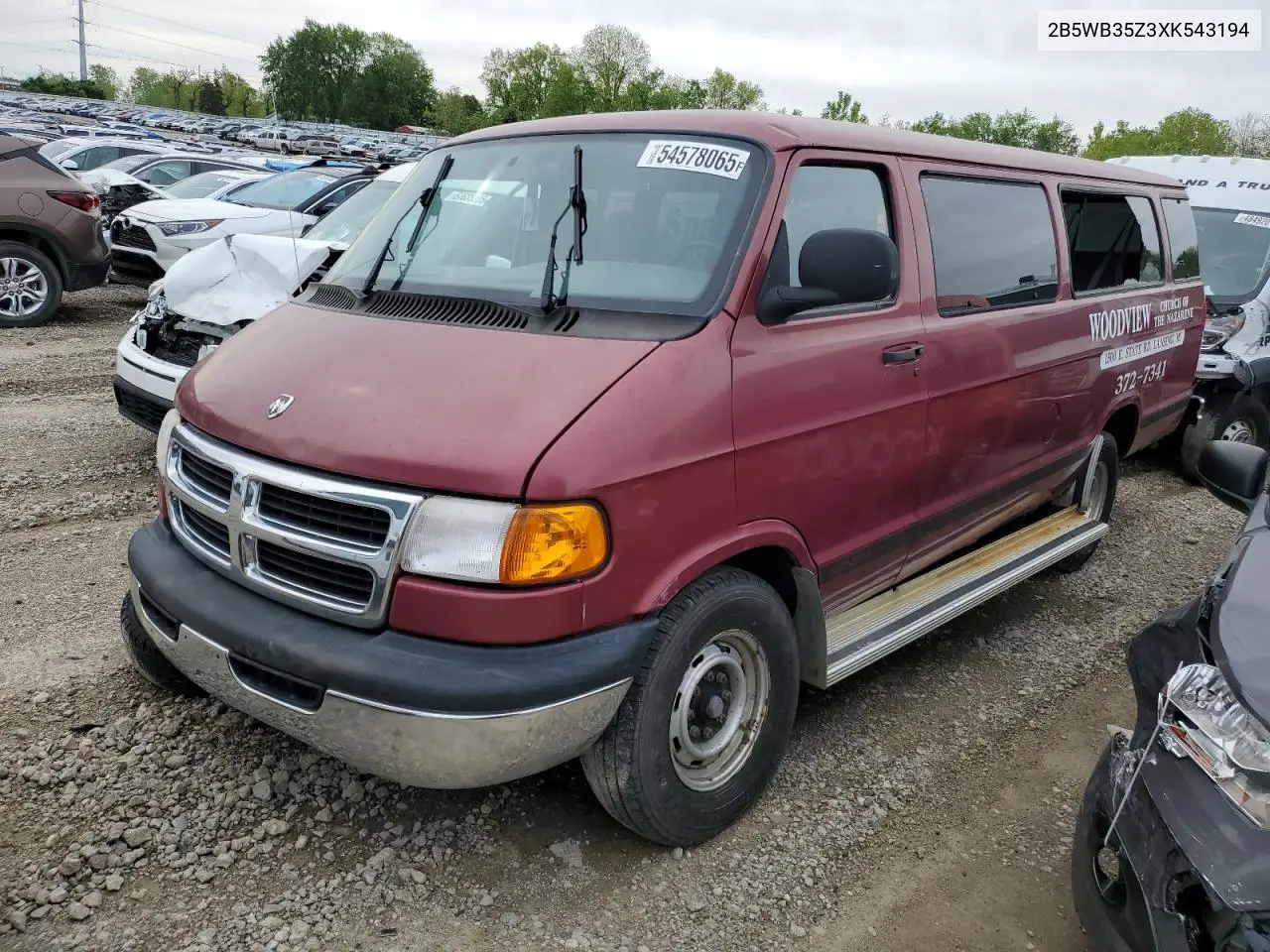 1999 Dodge Ram Wagon B3500 VIN: 2B5WB35Z3XK543194 Lot: 54578065