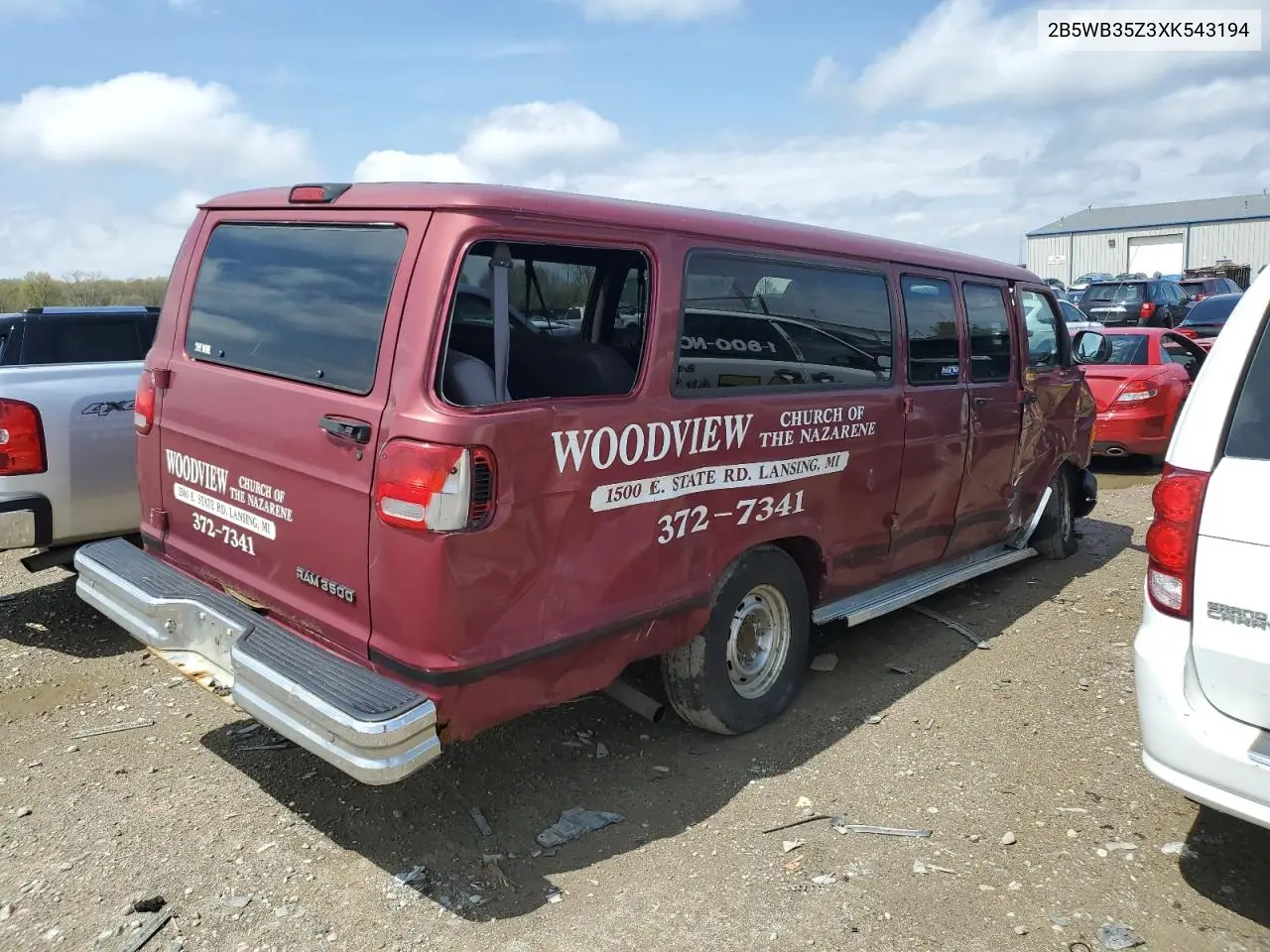 1999 Dodge Ram Wagon B3500 VIN: 2B5WB35Z3XK543194 Lot: 54578065