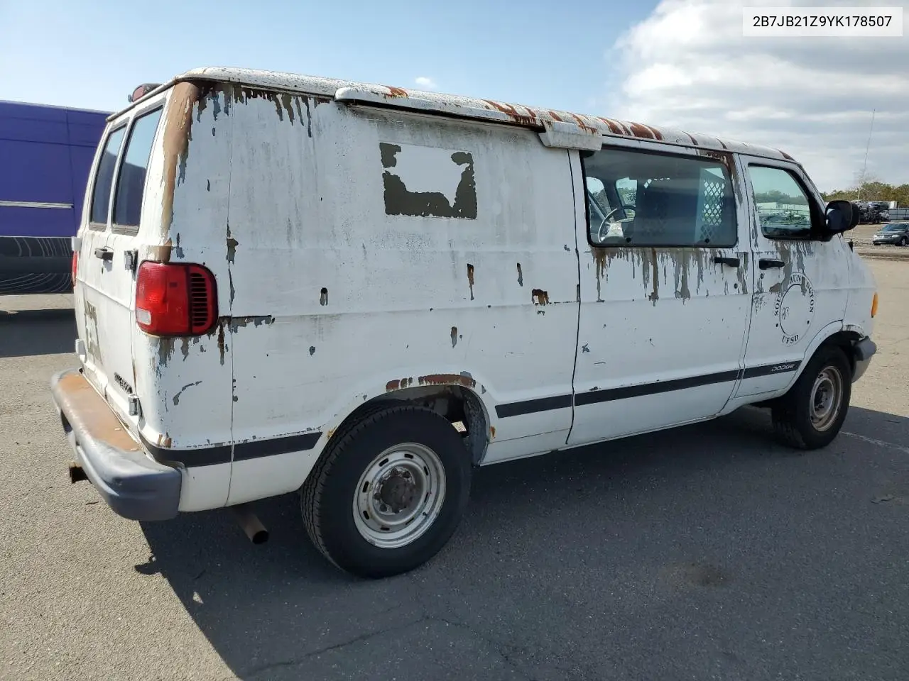 2000 Dodge Ram Van B2500 VIN: 2B7JB21Z9YK178507 Lot: 49772285