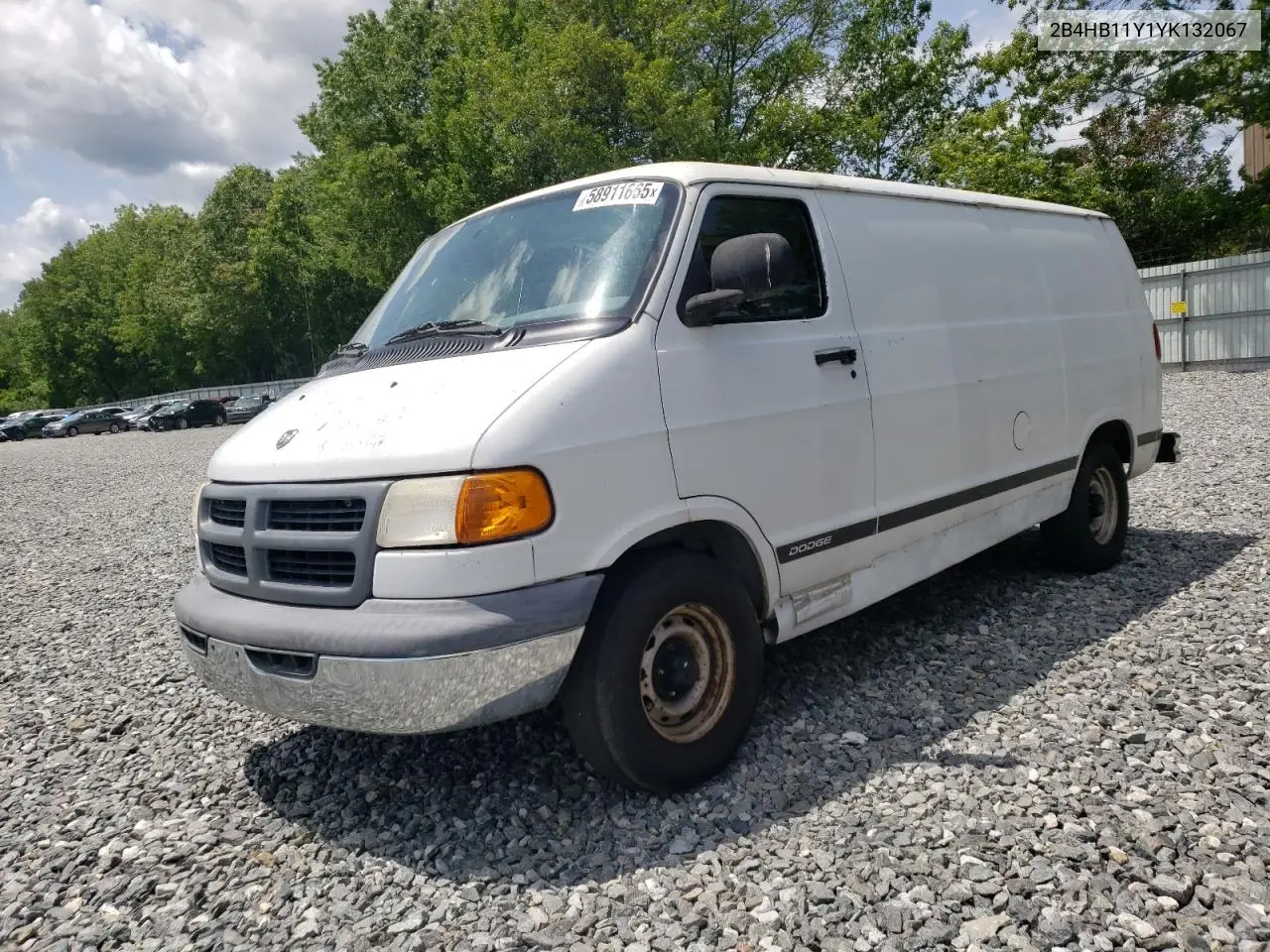 2000 Dodge Ram Van B1500 VIN: 2B4HB11Y1YK132067 Lot: 58911665