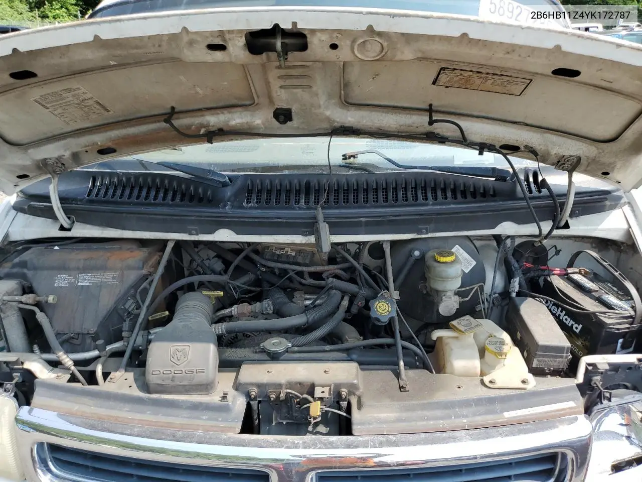 2000 Dodge Ram Van B1500 VIN: 2B6HB11Z4YK172787 Lot: 58927285