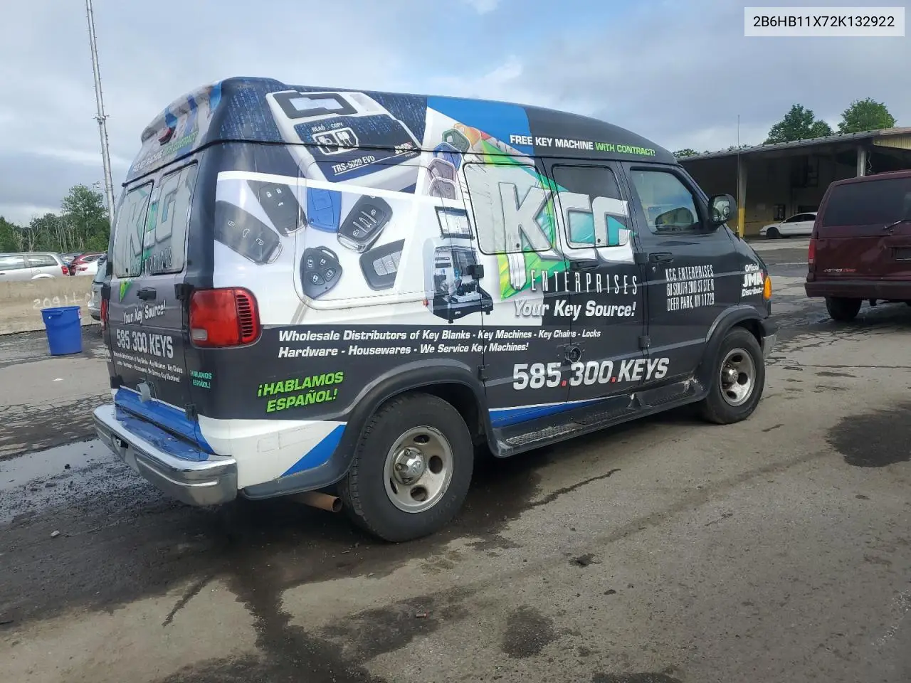 2002 Dodge Ram Van B1500 VIN: 2B6HB11X72K132922 Lot: 60356495