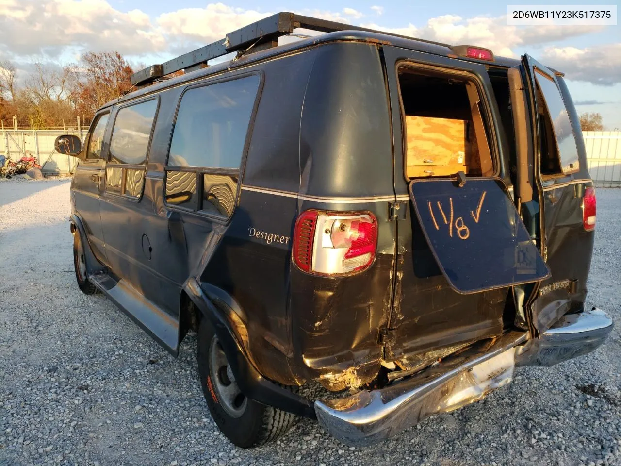 2003 Dodge Ram Van B1500 VIN: 2D6WB11Y23K517375 Lot: 71884933