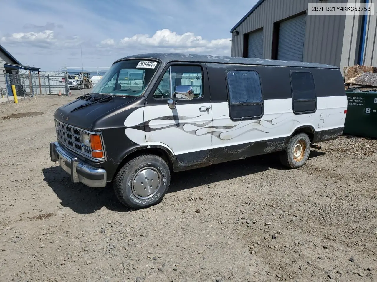 1989 Dodge Ram Van B250 VIN: 2B7HB21Y4KK353758 Lot: 61409205