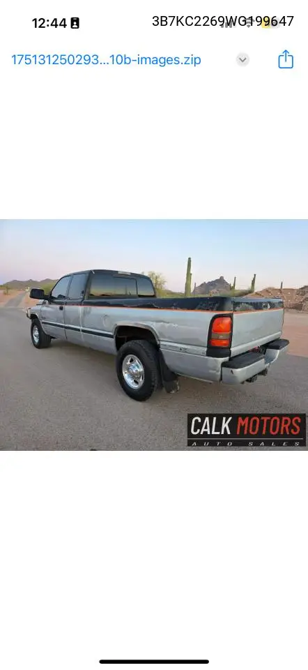 1998 Dodge Ram 2500 VIN: 3B7KC2269WG199647 Lot: 63305335