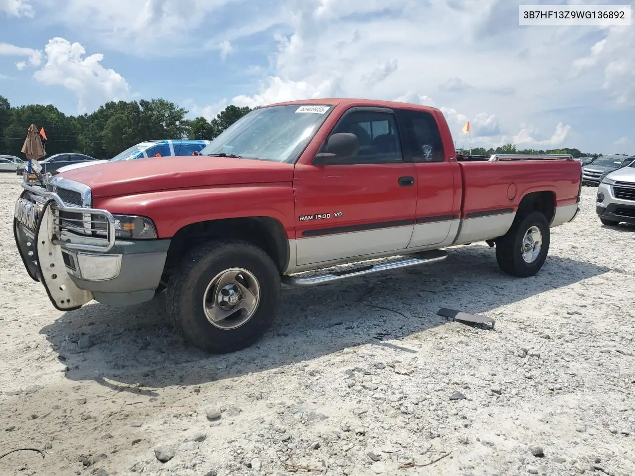 1998 Dodge Ram 1500 VIN: 3B7HF13Z9WG136892 Lot: 63409455