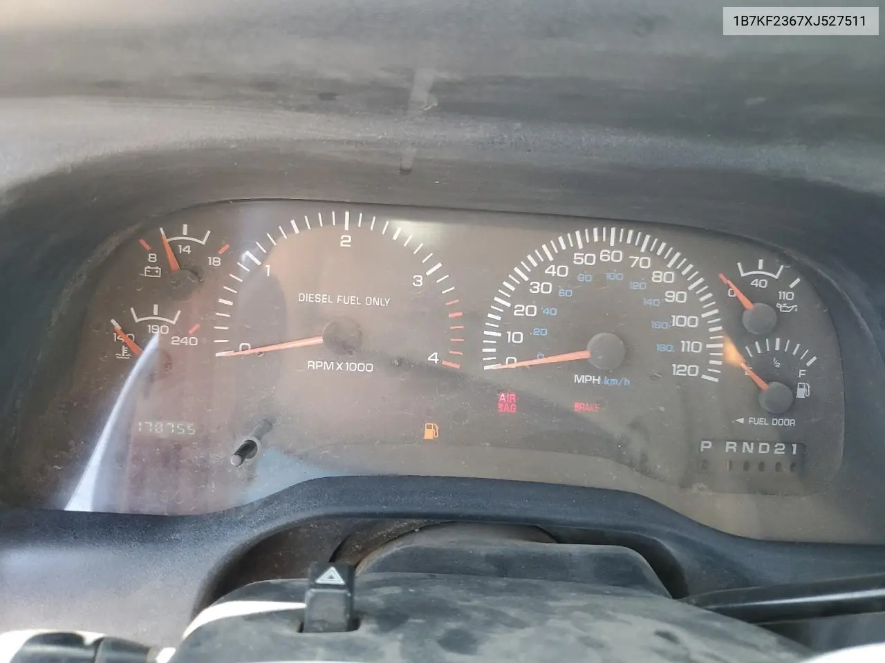 1999 Dodge Ram 2500 VIN: 1B7KF2367XJ527511 Lot: 59876275