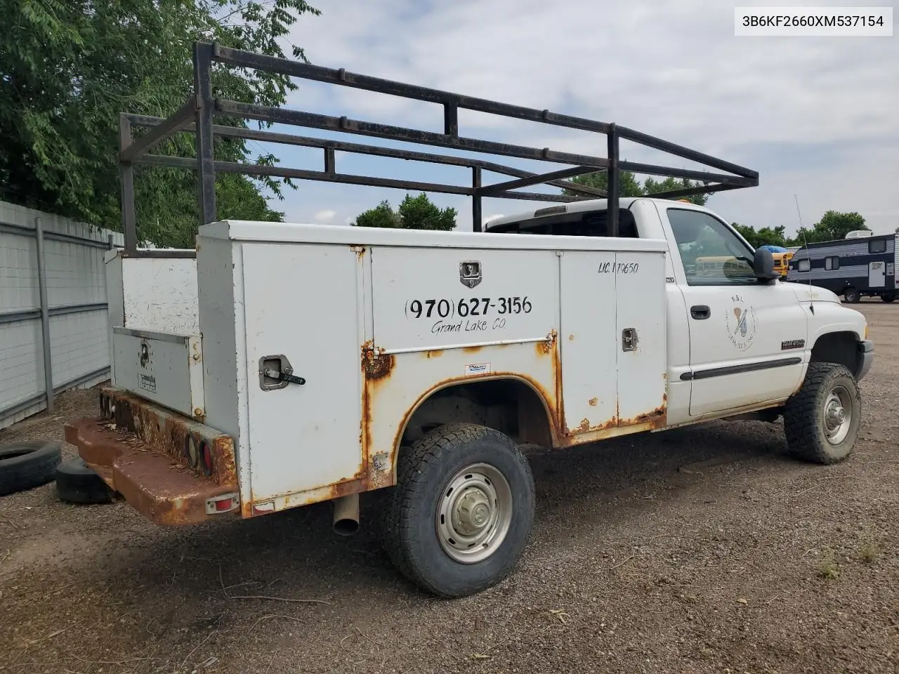 1999 Dodge Ram 2500 VIN: 3B6KF2660XM537154 Lot: 62885015