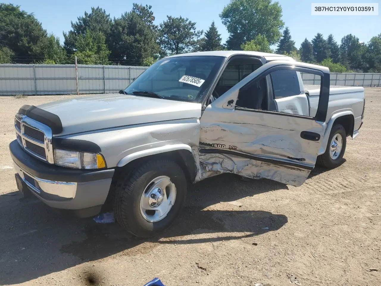 2000 Dodge Ram 1500 VIN: 3B7HC12Y0YG103591 Lot: 62678505