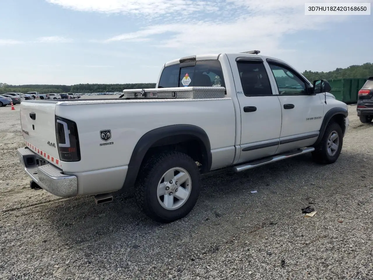 2002 Dodge Ram 1500 VIN: 3D7HU18Z42G168650 Lot: 62823995