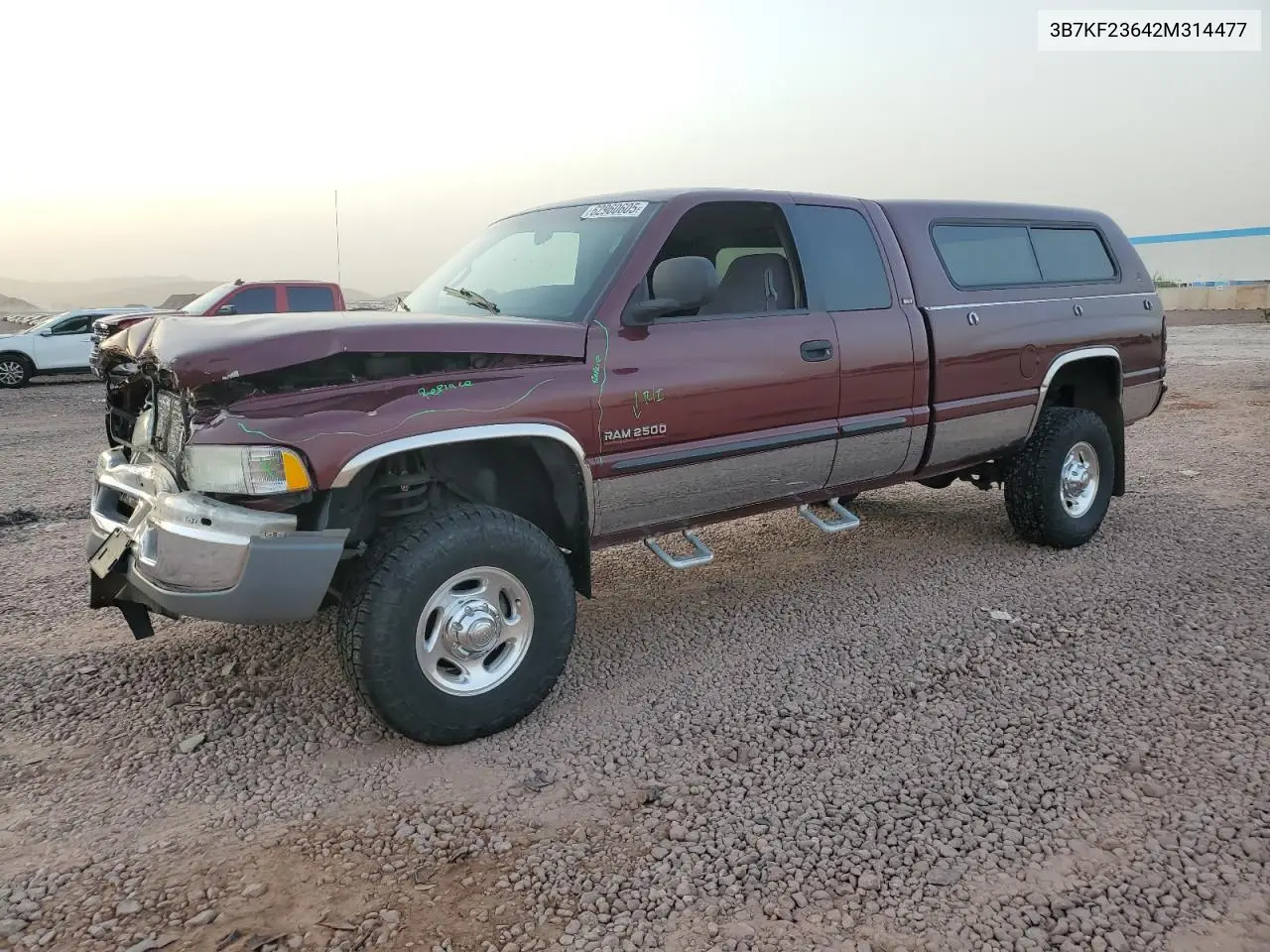 2002 Dodge Ram 2500 VIN: 3B7KF23642M314477 Lot: 62960605