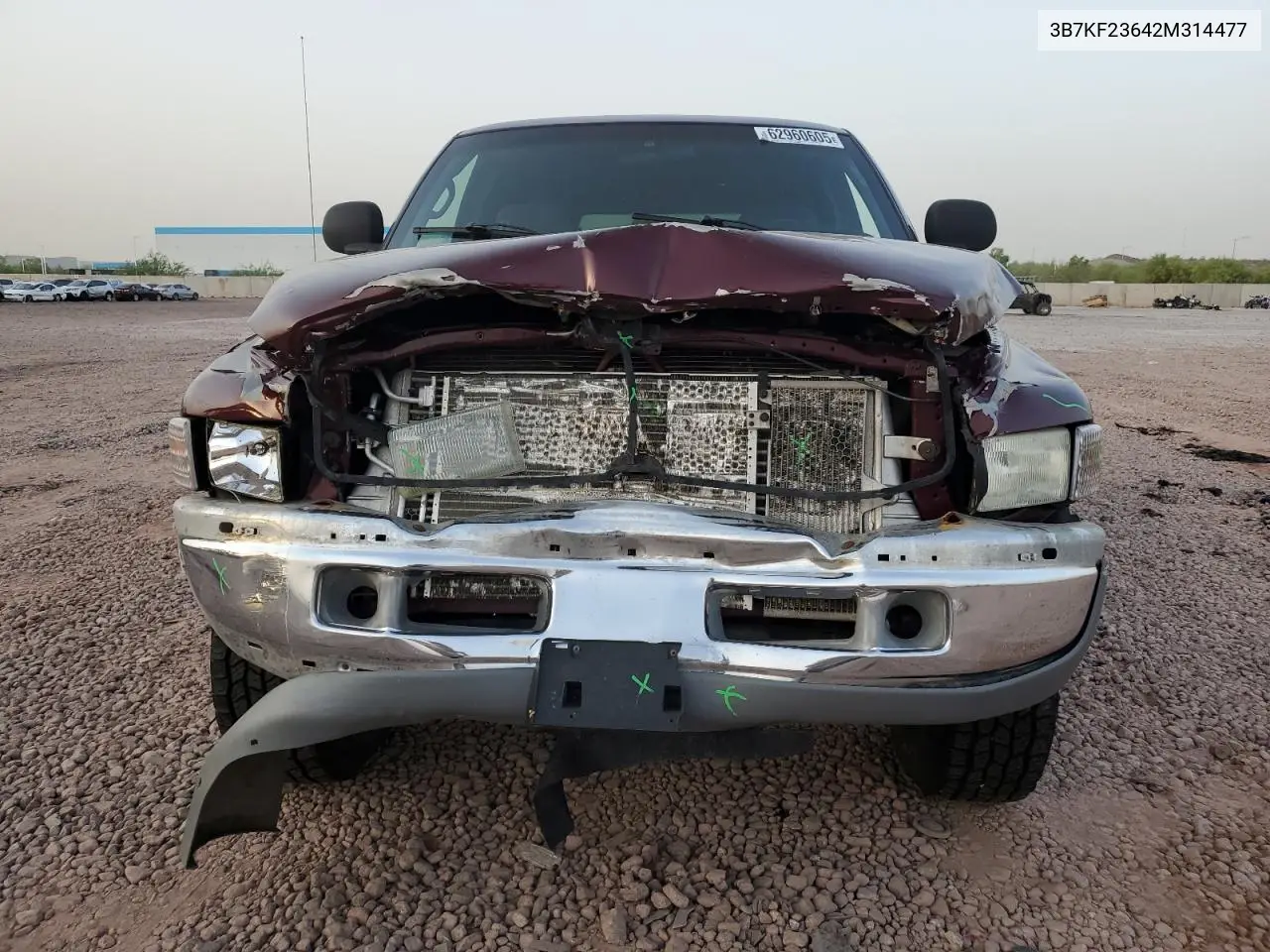 2002 Dodge Ram 2500 VIN: 3B7KF23642M314477 Lot: 62960605