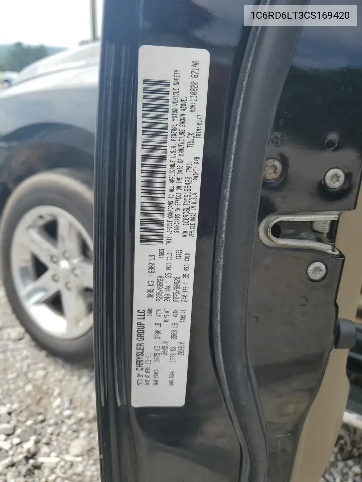 2012 Dodge Ram 1500 Slt VIN: 1C6RD6LT3CS169420 Lot: 62637115