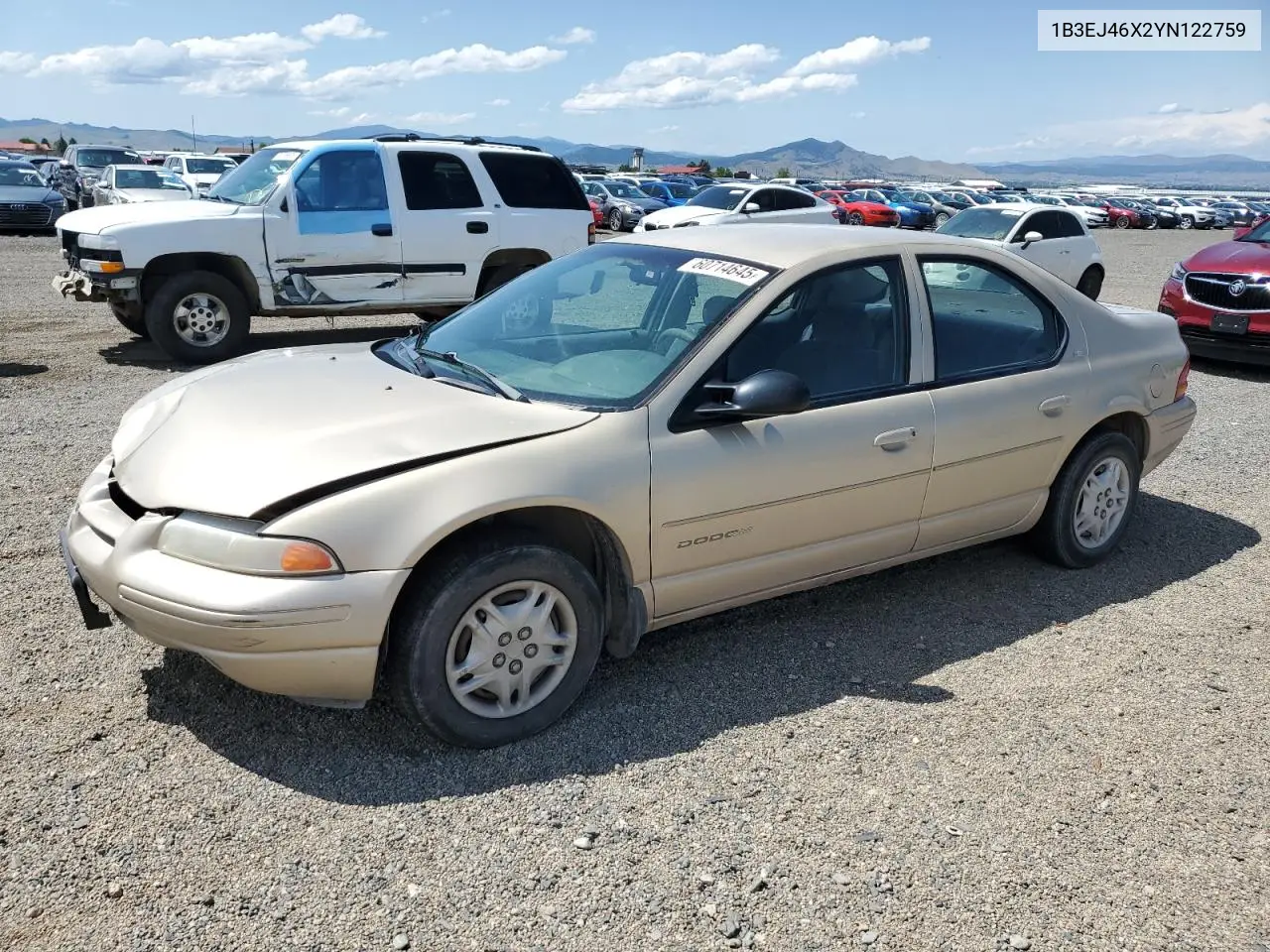 2000 Dodge Stratus Se VIN: 1B3EJ46X2YN122759 Lot: 60714645