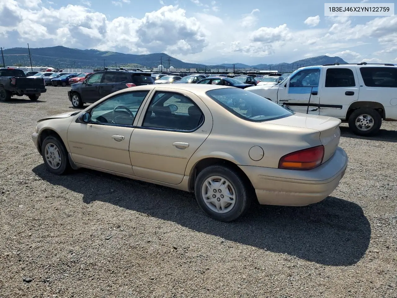 2000 Dodge Stratus Se VIN: 1B3EJ46X2YN122759 Lot: 60714645