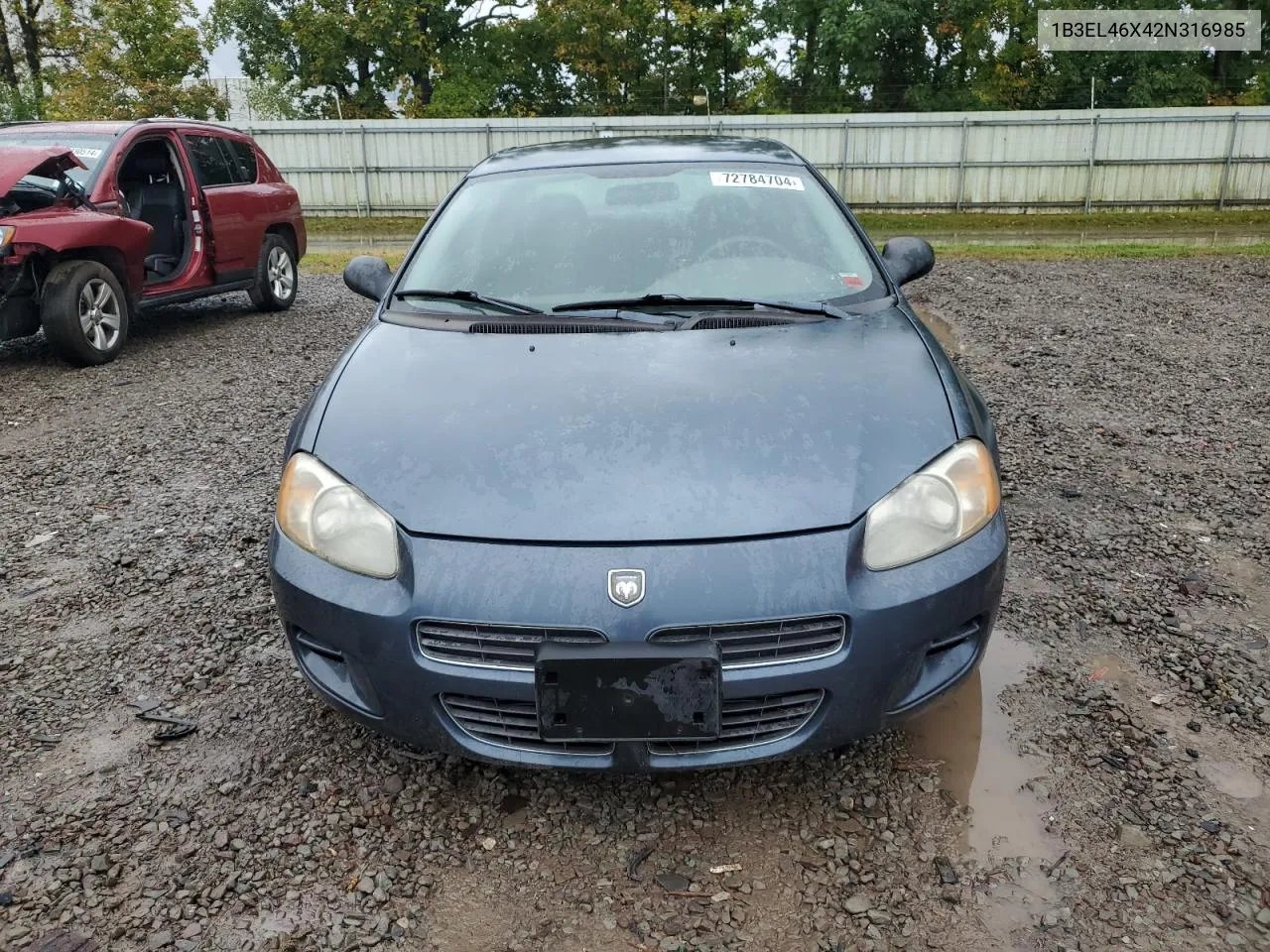 2002 Dodge Stratus Se Plus VIN: 1B3EL46X42N316985 Lot: 72784704