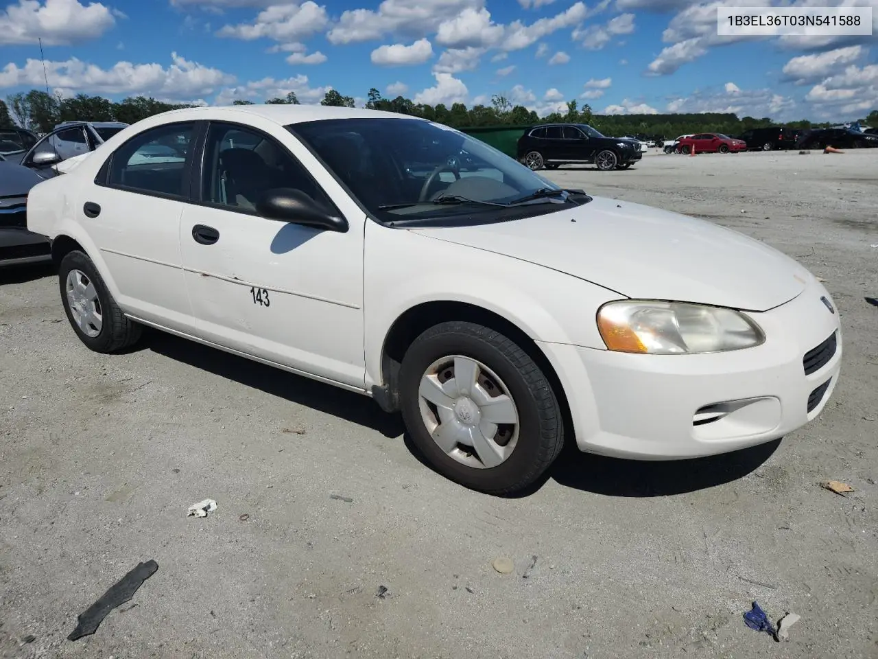 2003 Dodge Stratus Se VIN: 1B3EL36T03N541588 Lot: 63550025